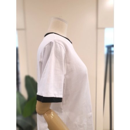 자수 링거 티셔츠 블랙