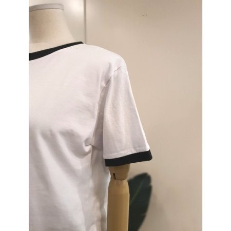 자수 링거 티셔츠 블랙