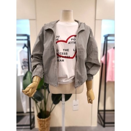 소프트 후드 집업 점퍼 그레이