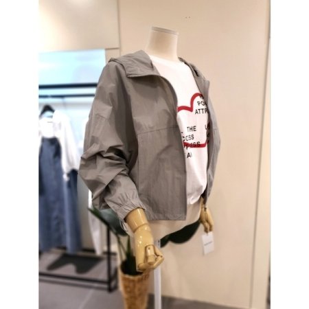 소프트 후드 집업 점퍼 그레이