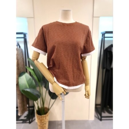 레이어드 스트라이프 티셔츠 화이트