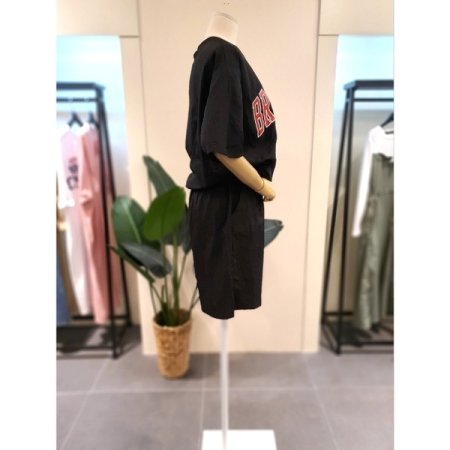 바스락 브룩 반팔 반바지 세트 블랙