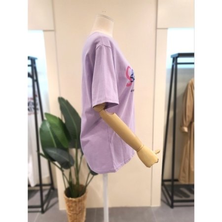 컬러풀 프린팅 반팔티 퍼플