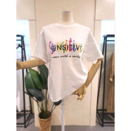 컬러풀 프린팅 반팔티 퍼플