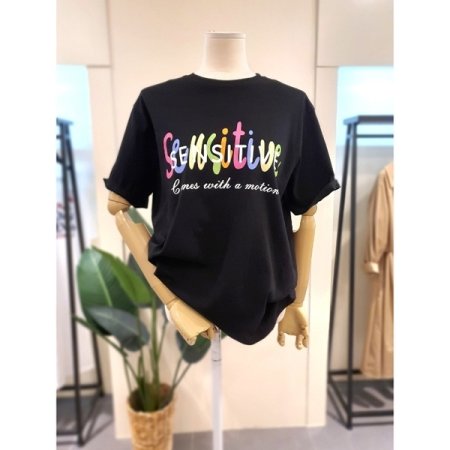 컬러풀 프린팅 반팔티 퍼플