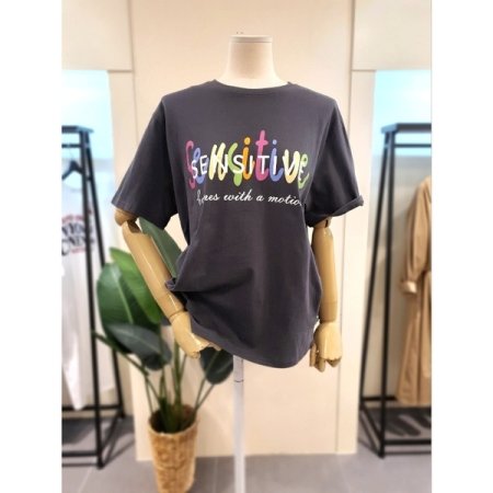 컬러풀 프린팅 반팔티 퍼플