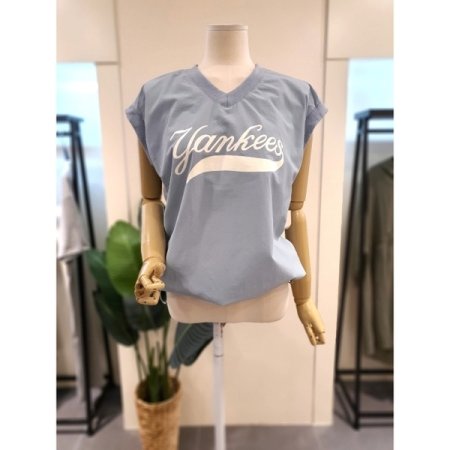 바스락 민소매 반바지 세트 블루