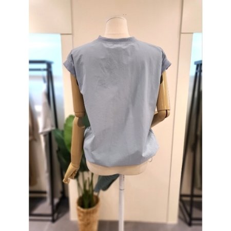 바스락 민소매 반바지 세트 블루