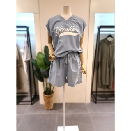 바스락 민소매 반바지 세트 카키