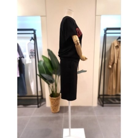 반팔 5부 반바지 트레이닝 세트 BK