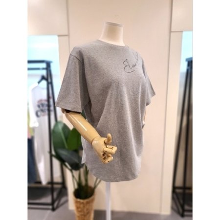 레터링 반팔 티셔츠 그레이