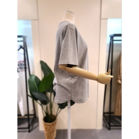 레터링 반팔 티셔츠 그레이