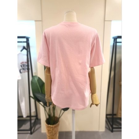 레터링 반팔 티셔츠 핑크