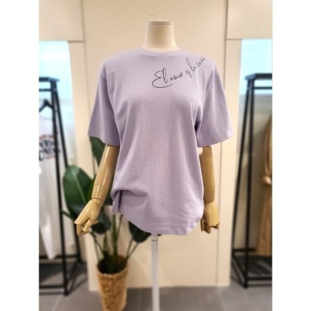 레터링 반팔 티셔츠 핑크