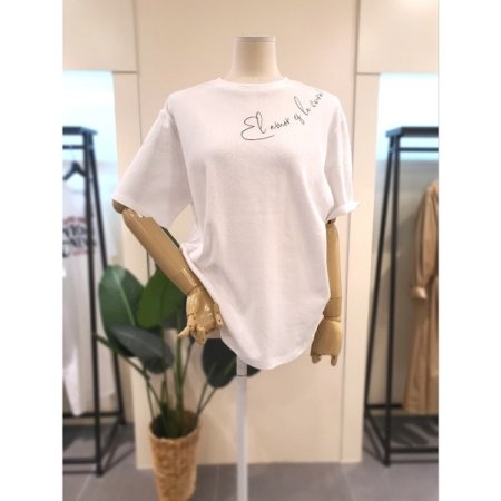 레터링 라운드 반팔티 화이트