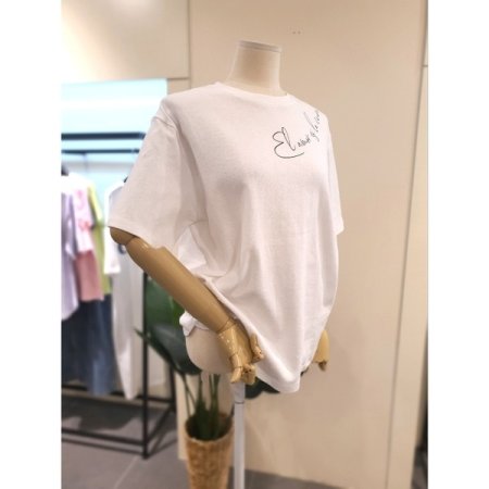 레터링 라운드 반팔티 화이트