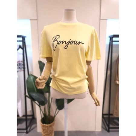 볼룸소매 반팔 티셔츠 옐로우