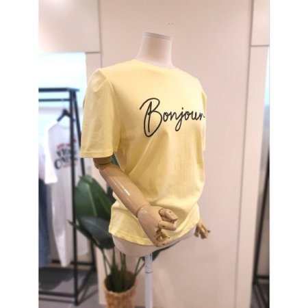 볼룸소매 반팔 티셔츠 옐로우
