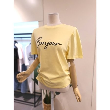 볼룸소매 반팔 티셔츠 옐로우