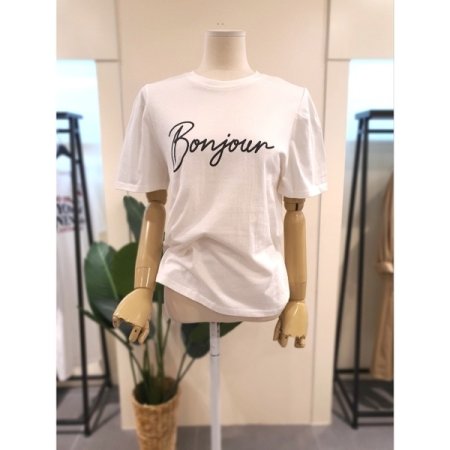 볼룸소매 반팔 티셔츠 옐로우