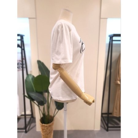 봉쥬르 볼륨소매 티셔츠 화이트