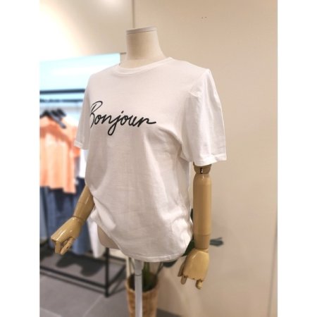 봉쥬르 볼륨소매 티셔츠 화이트