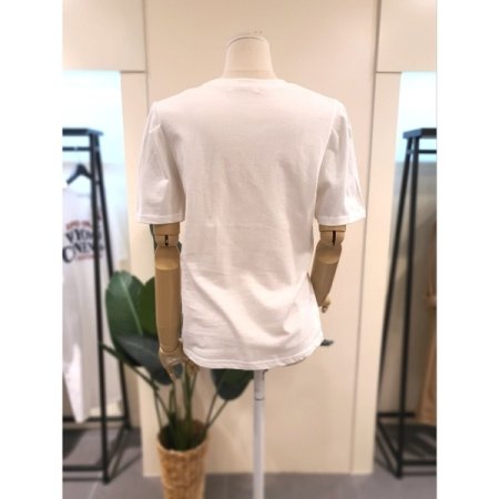 봉쥬르 볼륨소매 티셔츠 화이트