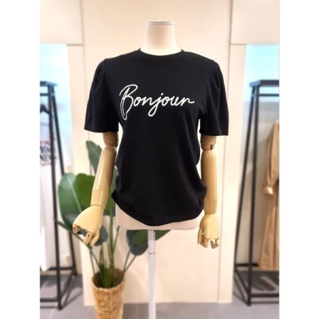 봉쥬르 볼륨소매 티셔츠 화이트