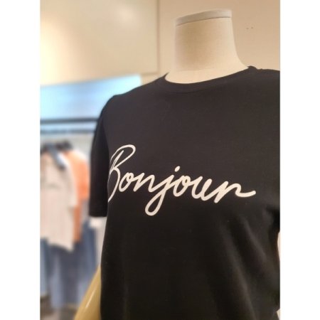 볼룸 소매 반팔 티셔츠 블랙