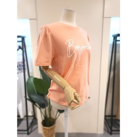 볼룸소매 면 반팔티 오렌지