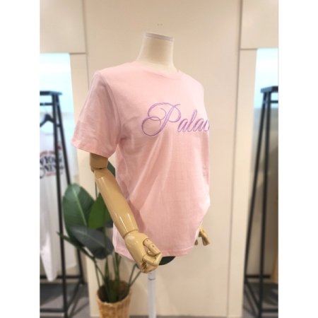팔라 자수 반팔 티셔츠 핑크