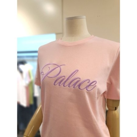 팔라 자수 반팔 티셔츠 핑크