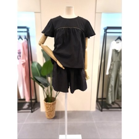 날개 블라우스 반바지 세트 블랙