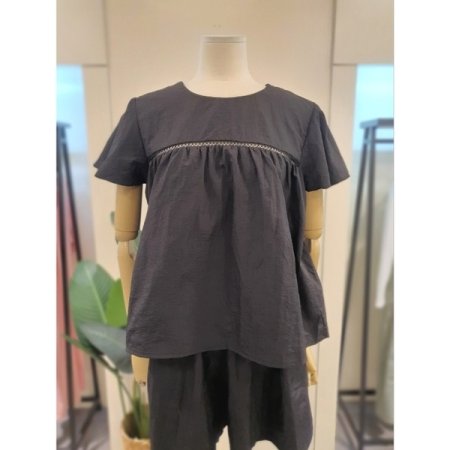 날개 블라우스 반바지 세트 블랙