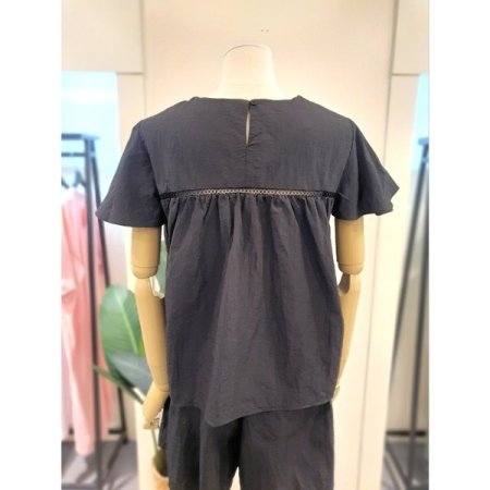 날개 블라우스 반바지 세트 블랙