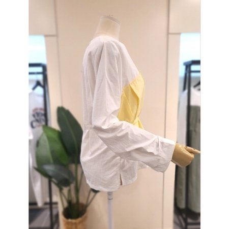 레이어드 스트링 블라우스 옐로우