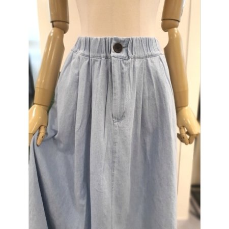 버튼 밴딩 A라인 데님 스커트 2색상