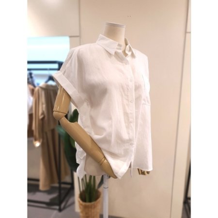 바바 반팔 블라우스 화이트