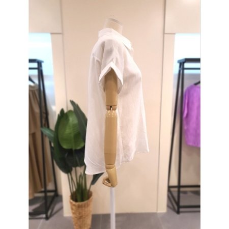 바바 반팔 블라우스 화이트