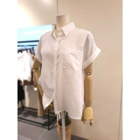 바바 반팔 블라우스 화이트