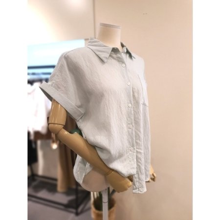 바바 반팔 기본 블라우스 민트