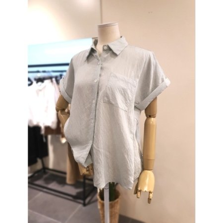 바바 반팔 기본 블라우스 민트