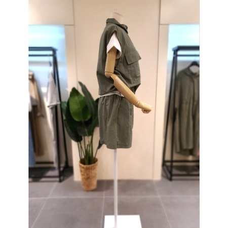 바스락 베스트 반바지 세트 카키