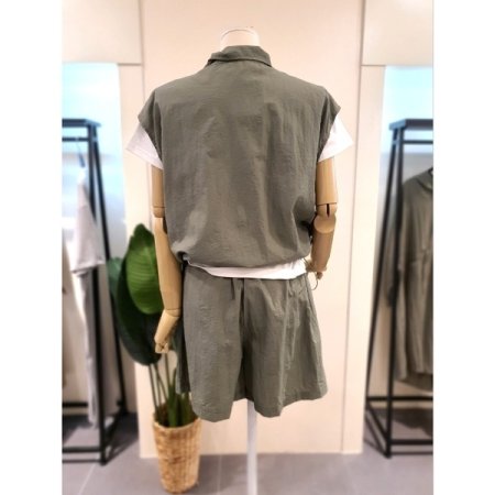 바스락 베스트 반바지 세트 카키