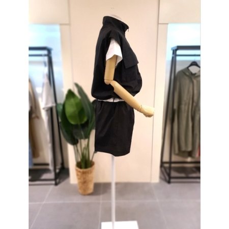 바스락 베스트 반바지 세트 블랙