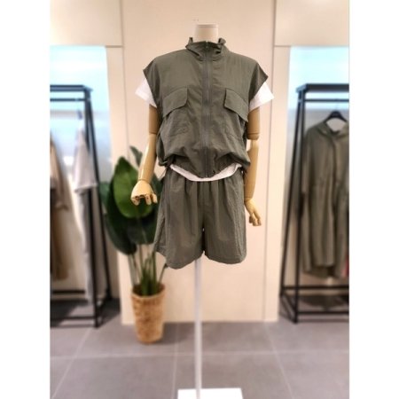 바스락 베스트 반바지 세트 블랙