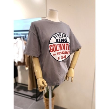 라은드 프린팅 반팔티 그레이