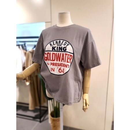 라은드 프린팅 반팔티 그레이