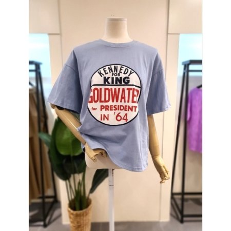 라은드 프린팅 반팔티 그레이