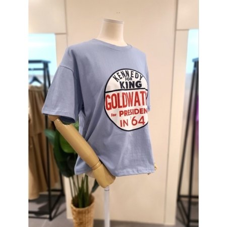 라운드 프린트 반팔티 스카이블루